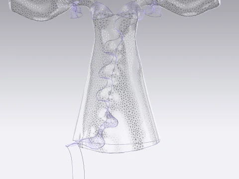 Ladies Puffy Party Dress 3D Model