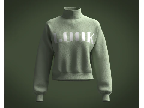レディース スウェットシャツ - グリーン V2 3Dモデル