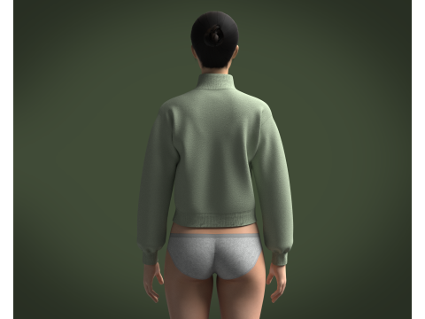 Ladies Sweatshirt - Green V2 Model 3D