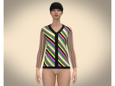 Long Sleeve V Neck Tops 3Dモデル