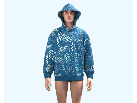 Men Hoodie without cord-Shoreline Model 3D