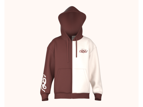 Men Two Tone Zip Up Hoodie 3Dモデル
