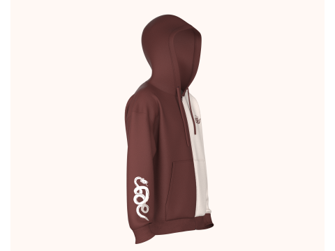 Men Two Tone Zip Up Hoodie 3Dモデル