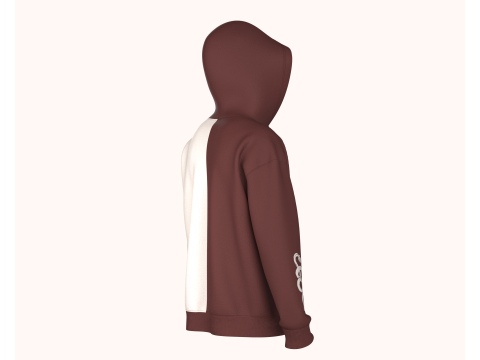 Men Two Tone Zip Up Hoodie 3Dモデル