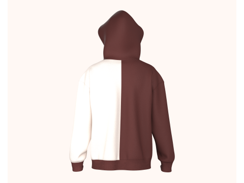 Men Two Tone Zip Up Hoodie 3Dモデル