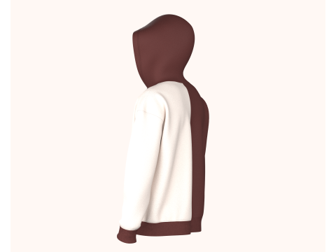Men Two Tone Zip Up Hoodie 3Dモデル