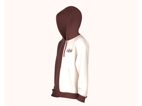 Men Two Tone Zip Up Hoodie 3Dモデル