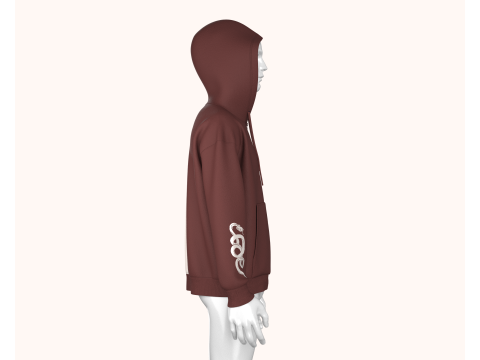Men Two Tone Zip Up Hoodie 3Dモデル