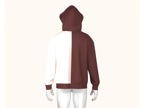 Hombres Sudadera con capucha y cremallera de dos tonos Modelo 3D