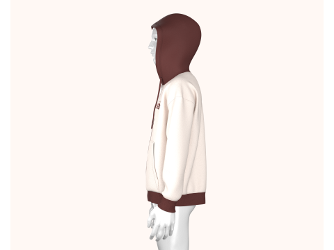 Men Two Tone Zip Up Hoodie 3Dモデル