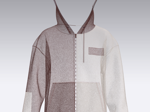 Men Two Tone Zip Up Hoodie 3Dモデル