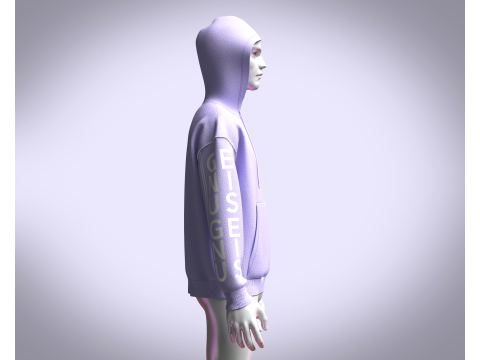 Men Hoodie With Piping Modèle 3D