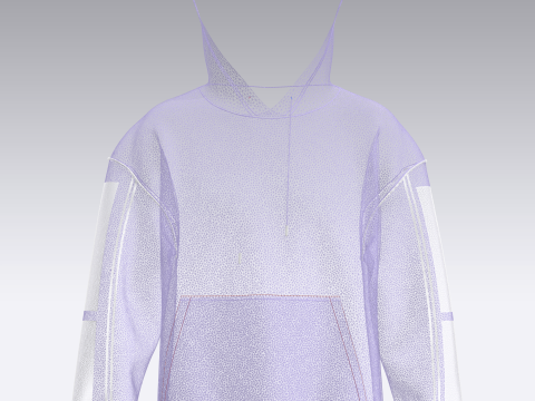 Men Hoodie With Piping Modèle 3D