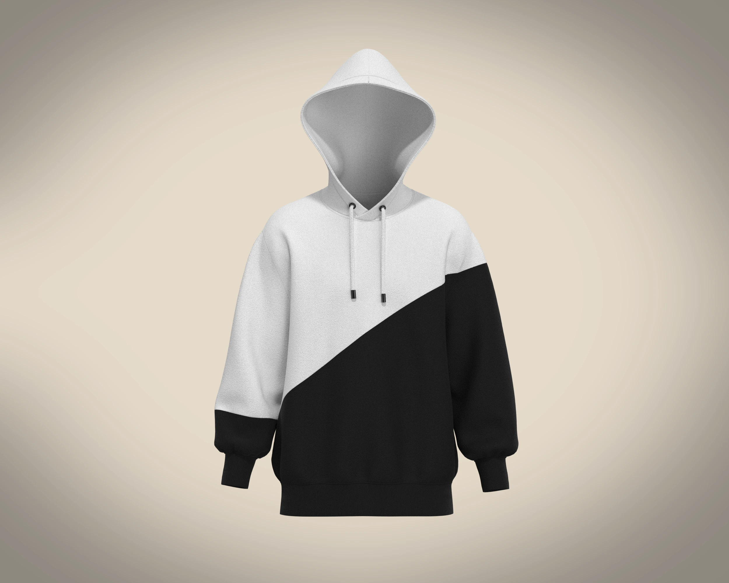 Men Black And White Hoodie 3D Model .c4d .max .obj .3ds .fbx .stl .blend 