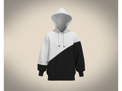 Men Black And White Hoodie 3D 模型