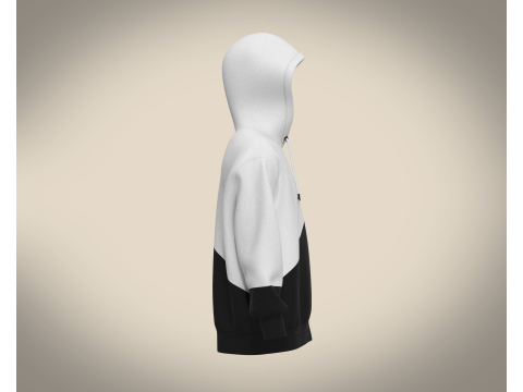 Men Black And White Hoodie 3D Model