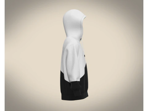 Men Black And White Hoodie 3D Model