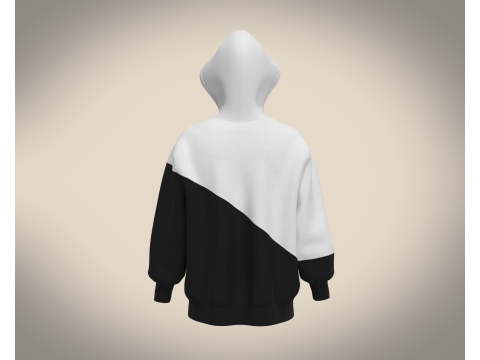 Men Black And White Hoodie 3D Model