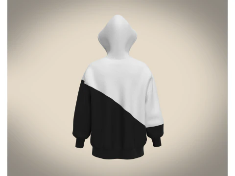 Men Black And White Hoodie 3D Model