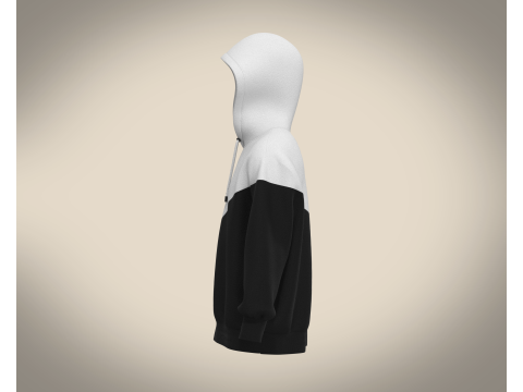 Men Black And White Hoodie 3D Model