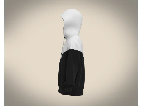Men Black And White Hoodie 3D Model