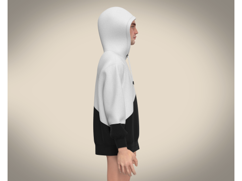 Men Black And White Hoodie 3D Model