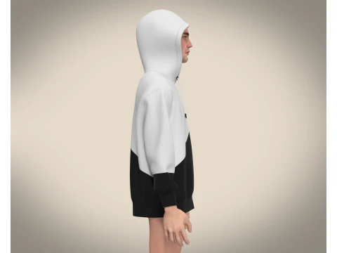 Men Black And White Hoodie 3D Model