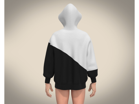 Men Black And White Hoodie 3D Model