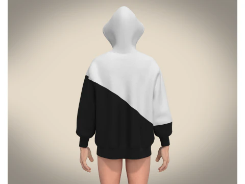 Men Black And White Hoodie 3D Model