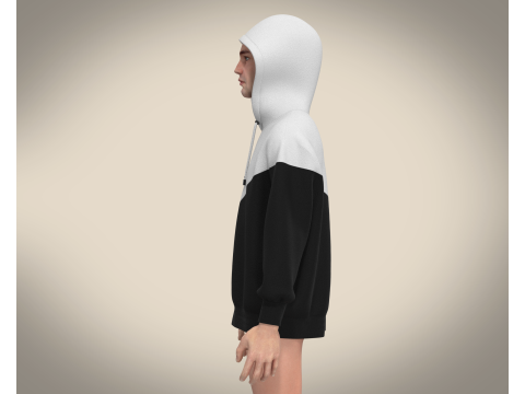 Men Black And White Hoodie 3D Model