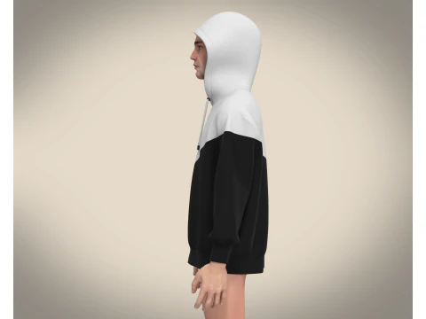 Men Black And White Hoodie 3D Model