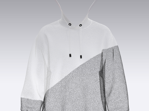 Men Black And White Hoodie 3D Model