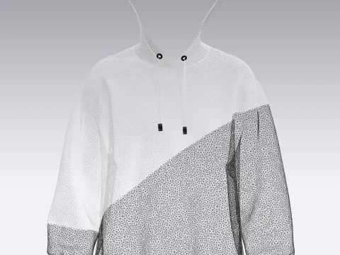 Men Black And White Hoodie 3D Model