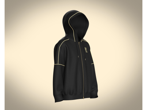 Mens Black And Gold Hoodie Modèle 3D