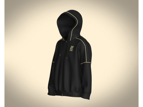 Mens Black And Gold Hoodie Modèle 3D