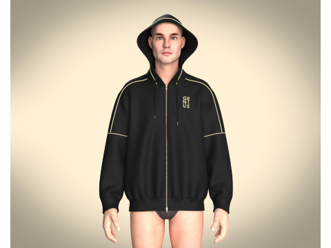 Mens Black And Gold Hoodie Modèle 3D