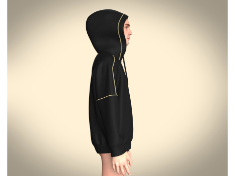 Mens Black And Gold Hoodie Modèle 3D