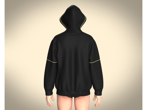 Mens Black And Gold Hoodie Modèle 3D