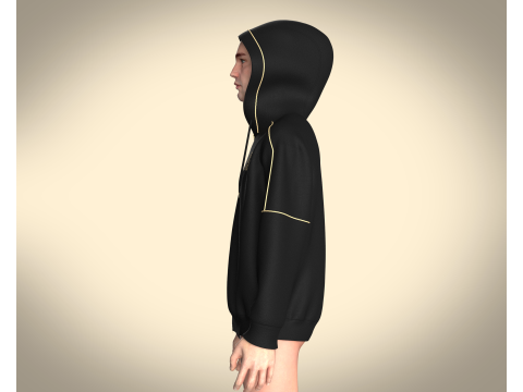 Mens Black And Gold Hoodie Modèle 3D