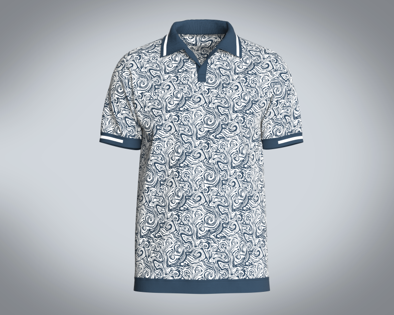 Men Open Collar Printed Polo 3D Model .c4d .max .obj .3ds .fbx .stl .blend 