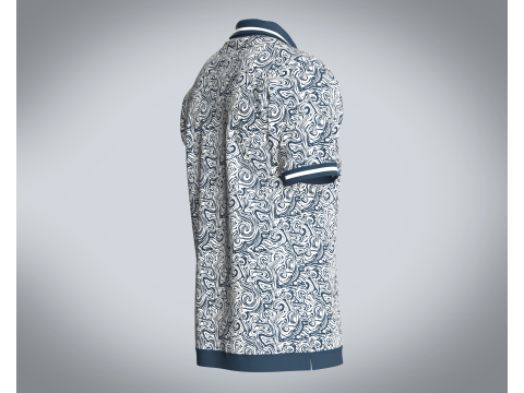 Men Open Collar Printed Polo 3D Model
