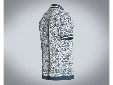 Men Open Collar Printed Polo 3D Model