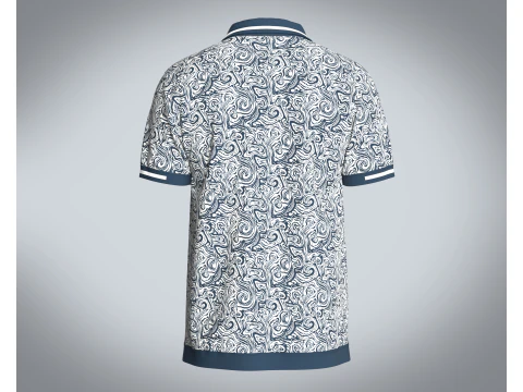 Men Open Collar Printed Polo 3D Model