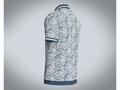 Men Open Collar Printed Polo 3D Model