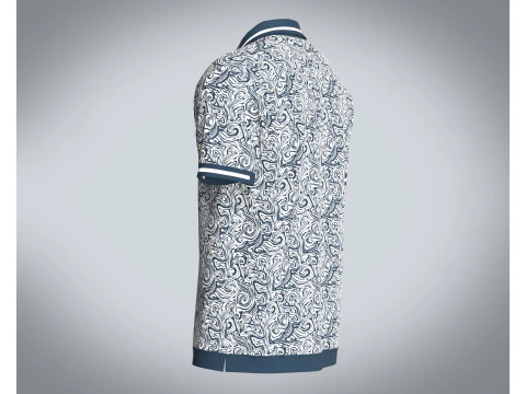 Men Open Collar Printed Polo 3D Model