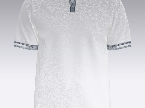 Men Open Collar Printed Polo 3D Model