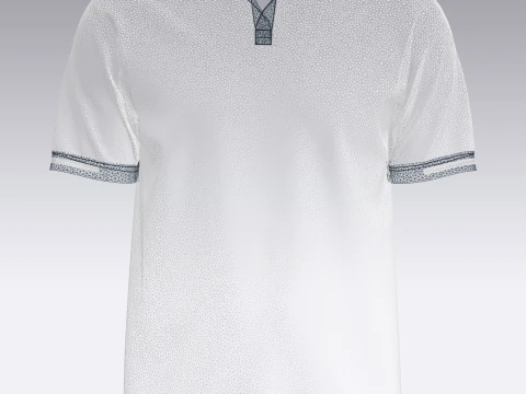 Men Open Collar Printed Polo 3D Model