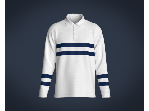 Mens Blue Stiped Polo 3D Model