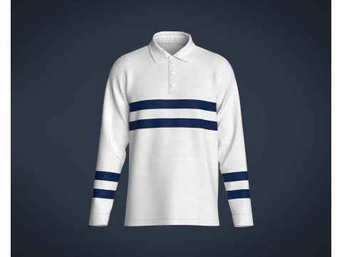 남성용 블루 스트라이프 폴로 3D 모델