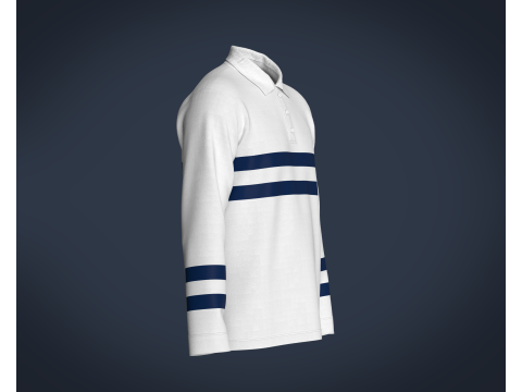 Mens Blue Stiped Polo Modello 3D